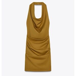 Zara One-Shoulder Draped Mini Dress - Mustard